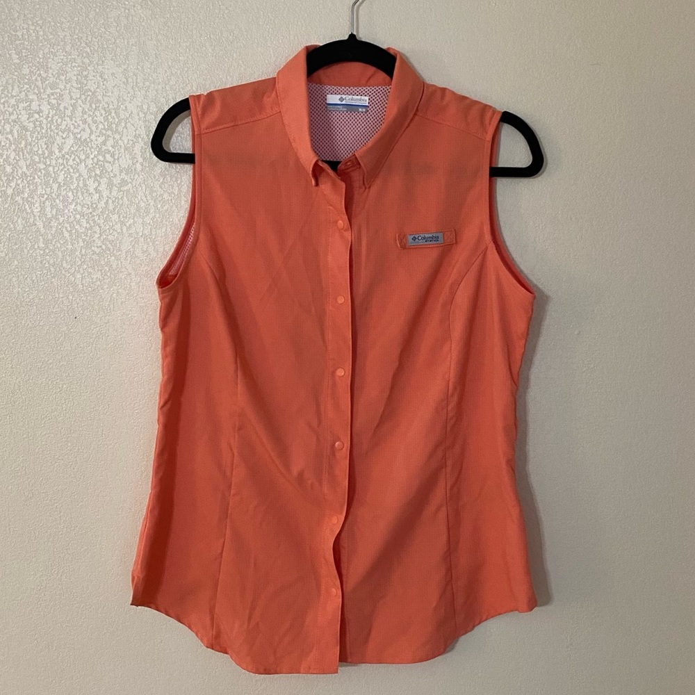 COLUMBIA PFG Tamiami Sleeveless Orange Shirt